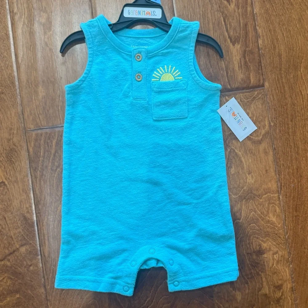 NWT Size 3-6 months Garanimals Turquoise Tank Romper